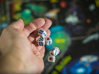 The point of the throw of dice on the playing field.