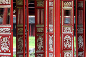 Asian Garden Chinese Vietnamese Illuminated Red Doors  