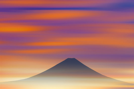 富士山と朝焼け空