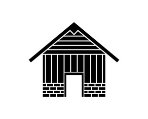 Simple Black Barn for Livestock Illustration Logo Symbol Silhouette