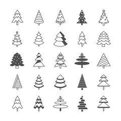 Christmas tree icons. Vector illustration