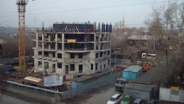 Time lapse arrival of spring on the construction site