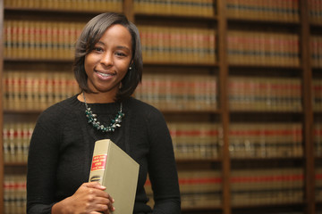 Portrait of a young attractive African American woman. Portrait of a woman attorney. Civi Rights lawyer