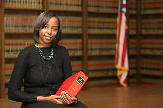 Portrait of a young attractive African American woman. Portrait of a woman attorney. Women in law and government. Civil Rights lawyer