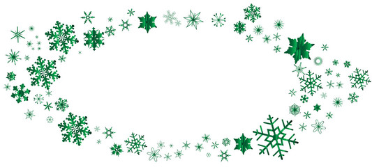 Green Christmas Snowflake Oval Border