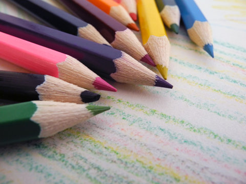 Crayons on a crayon drawing