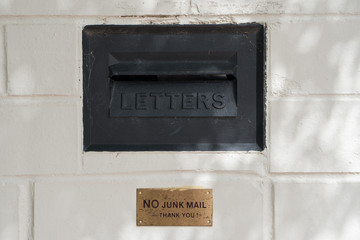 Letterbox with no junk mail sign