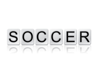 Soccer Concept Tiled Word Isolated on White