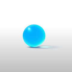 Blue glass ball isolated on grey. Vector realistic design element.