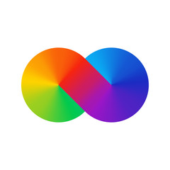 Thick line infinity sign color spectrum. Rainbow gradient in the shape of the infinity sign. Eight sign colorful gradient. Two circles conjoined. - 184120488