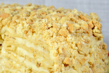 Sweet cake sprinkled with nuts