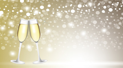 Two wine glasses on blurred background, vector