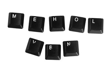 Black computer keyboard buttons isolated on white background