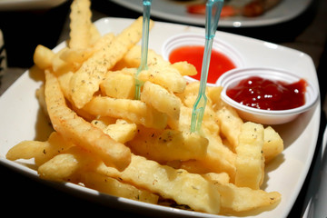french fries with dip