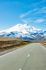 Road to the mountain Elbrus autumn