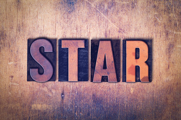 Star Theme Letterpress Word on Wood Background