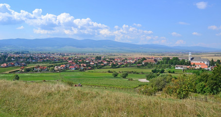 Fototapeta na wymiar View of the city in the valley, Romania