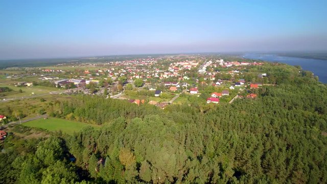 Poland, Mazovia &ndash; aerial view of the town of Serock &ndash; recreation resort near Warsaw, by the Narew River and Zegrzynski Reservoir