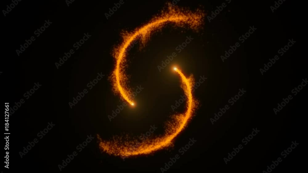 Poster opening intro flash light, lens flare, rotation particles. 3d rendering