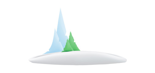 Fototapeta premium Set of green trees and mountains in the snow in a gradient for christmas and new year. Vector elements isolated on white background