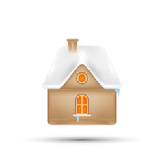 Holiday house with snow on the roof. Vector element for New Year and Christmas holidays
