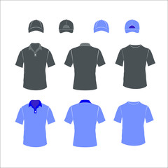 tshirt and cap icon. Black and violet colored