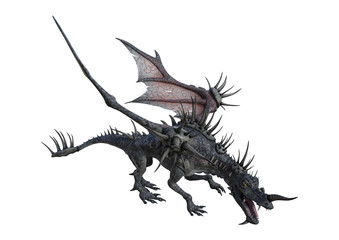 3D Rendering Fantasy Dragon on White