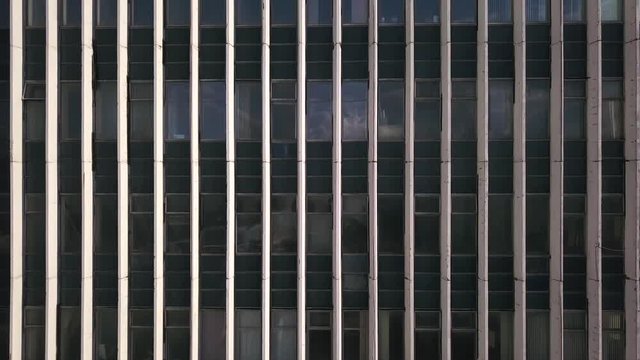Building fasade close up view from drone