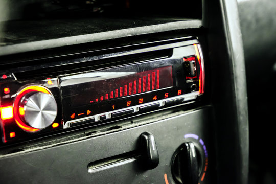 car radio front volume closeup