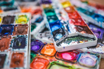 Watercolor dirty palette