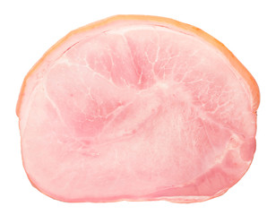 tasty delicious pork ham slice isolated on white background