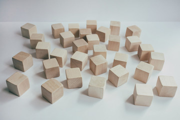 wooden cubes. It is isolated on a white background