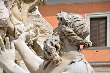 Fountain of the Four Rivers in Piazza Navona Rome in the historic center of Rome, Italy
