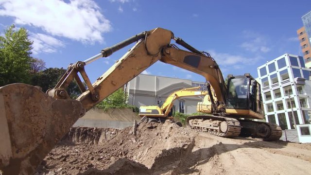 Excavator working on construction site