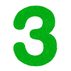 Letter of green fresh grass isolated on a white background