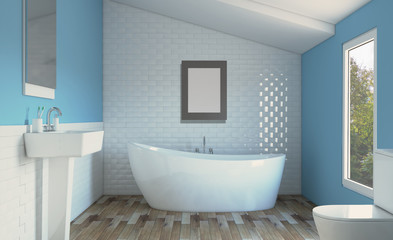 Fototapeta na wymiar Abstract toilet and bathroom interior for background. 3D rendering.