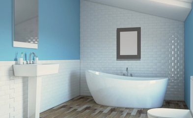 Fototapeta na wymiar Modern Bathroom Interior Design. 3D rendering.