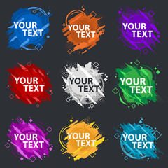 Set Grunge splash banner. Vector splatter labels with space for text. Grunge label.