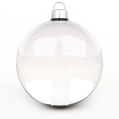 Transparent christmas bauble 3D rendering