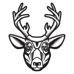 Deer head illustration isolated on white background. Design element for emblem, sign, poster, label. Vector illustration