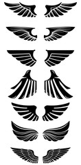 Set of wings icons. Design elements for logo, label, emblem, sign. Vector illustration