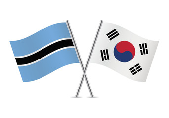 Botswana and South Korea flags. Vector illustration.