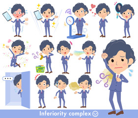 navy blue suit perm hair men_complex