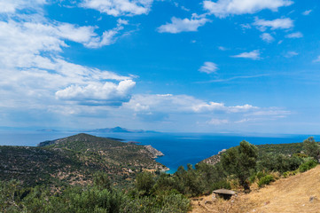Fototapeta na wymiar Sea view of the Aegean sea (saronic) in Greece
