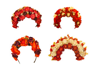 Set wedding wreath of Ukrainian women  on a white background isolated