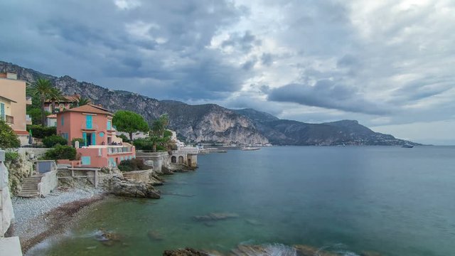 View from famous villa Kerylos timelapse, Beaulieu-sur-Mer, French Riviera, France