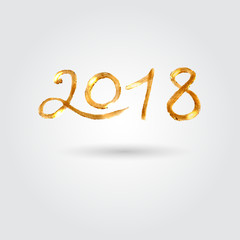 Golden brush stroke 2018. Vector stock,