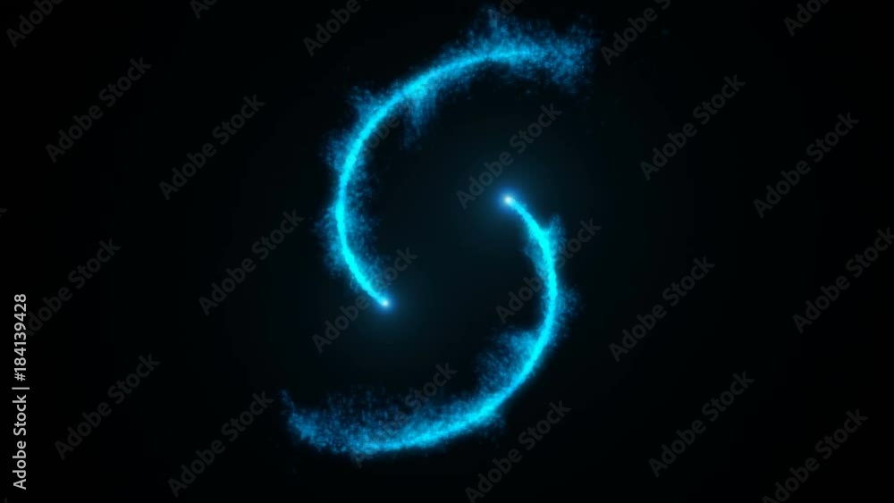 Poster opening intro flash light, lens flare, rotation particles. 3d rendering