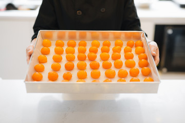 Close up of chinese golden salted egg yolk