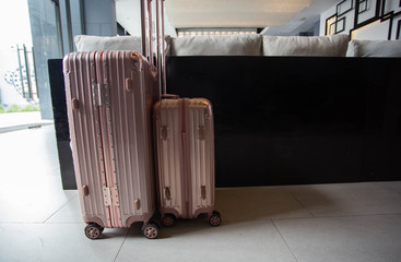 Luggage in the lobby.